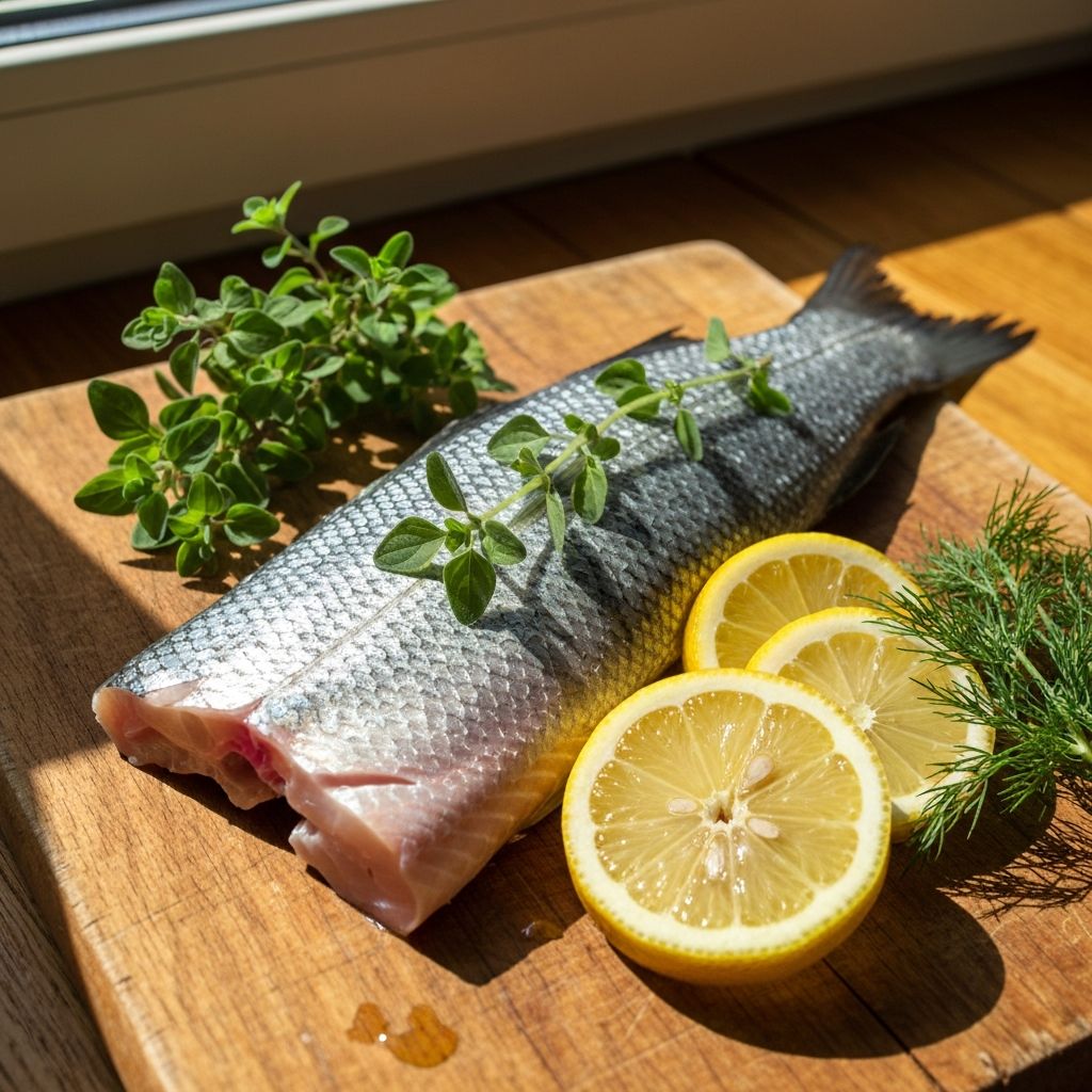 Pescado fresco con limón y hierbas