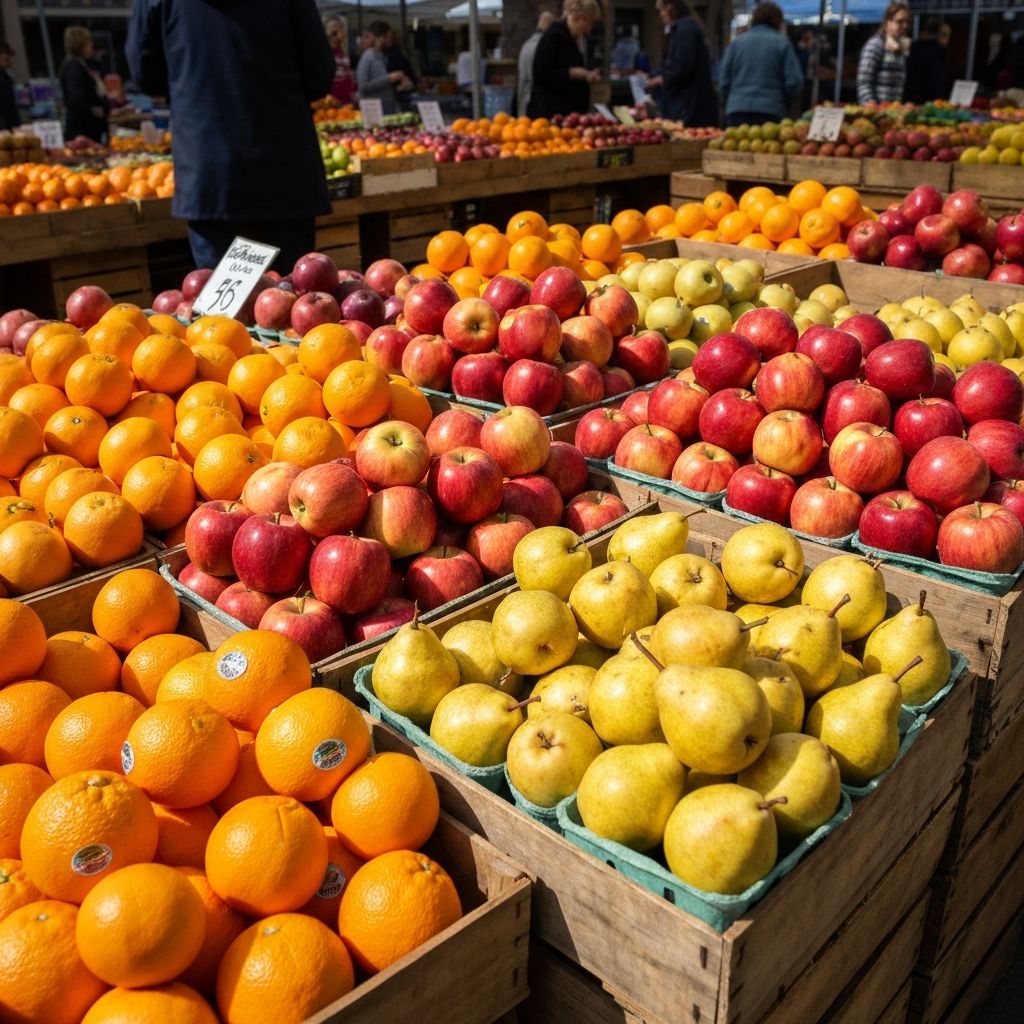 Frutas de temporada en el mercado